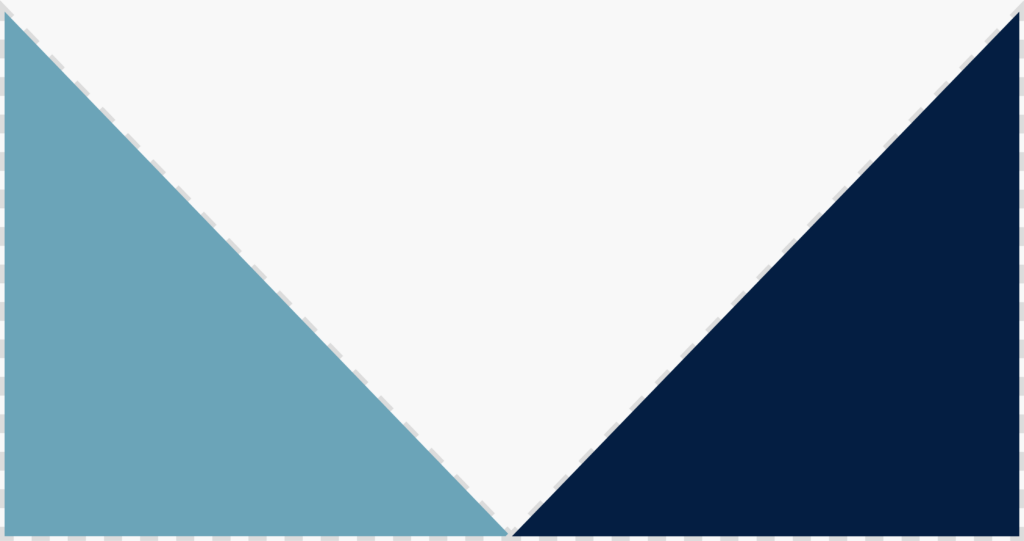 Two mirrored triangles, azure blue on the left and navy on the right, meeting at center point on white background, representing the hills of Onondaga on the Syracuse city flag.